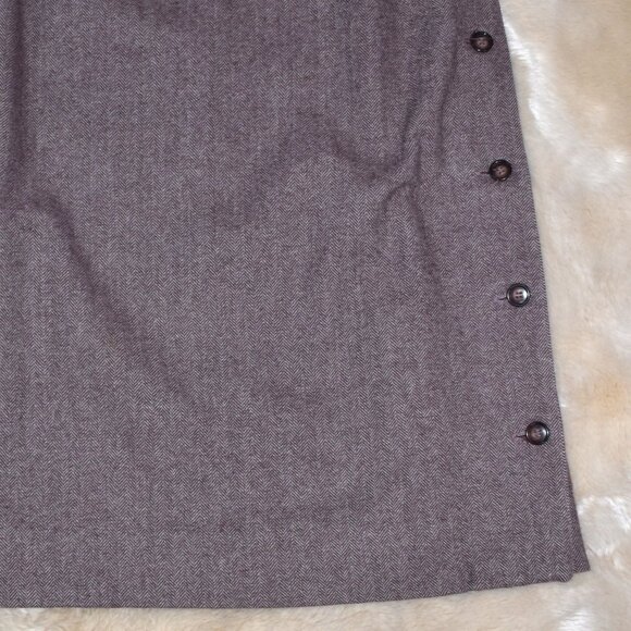 Vintage Kirkland Hall Wool Midi Skirt Maroon Size 14 - Picture 8 of 9